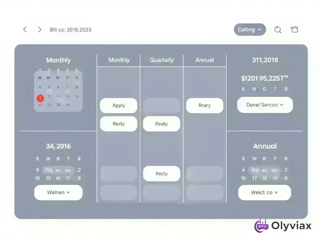 Calendar showing different billing cycles
