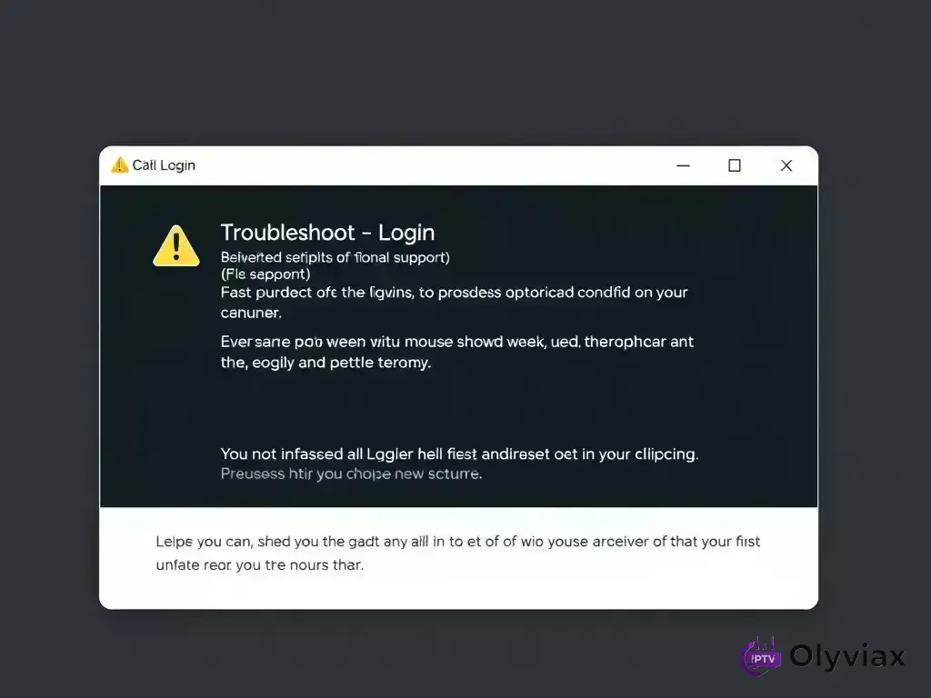 Login error screen with troubleshooting tips